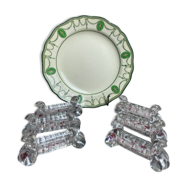 Lot de 6 porte-couteaux en verre moulé anciens