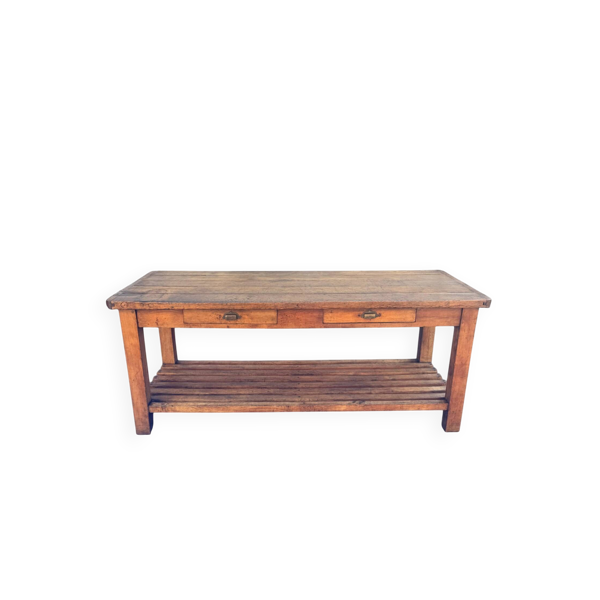 Grande table/comptoir de drapier en hêtre 1900's