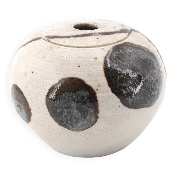 Vase en céramique signé avec décor abstrait, années 70