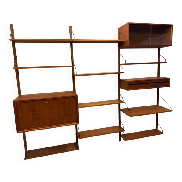 Meuble mural scandinave vintage en teck par Poul Cadovius pour Royal System