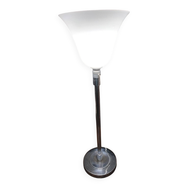 Lampe Mazda 1930 métal chromé, et verrine opaque