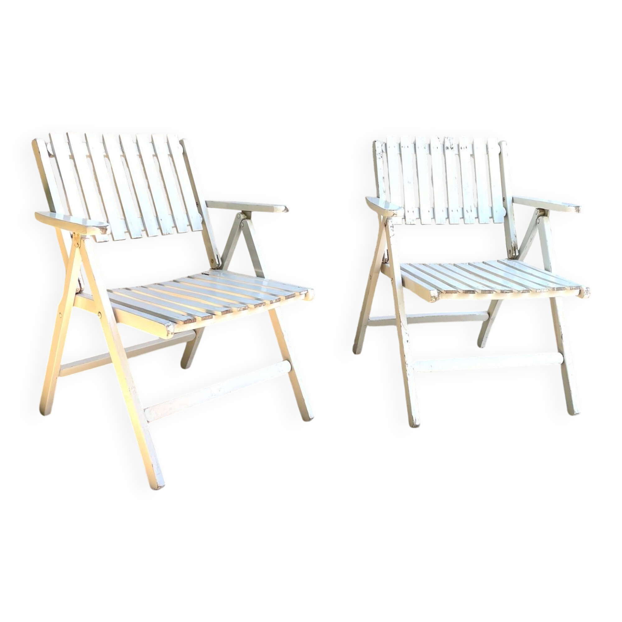 Paire Fauteuils de jardin bois vintage par r.gleizes