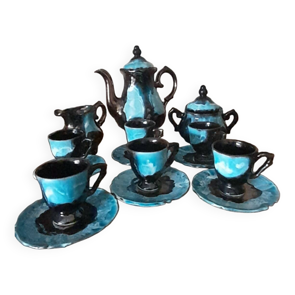 Service à Café Céramique Vallauris noire & bleue Vintage Bon état -  reconditionné disponible sur Selency