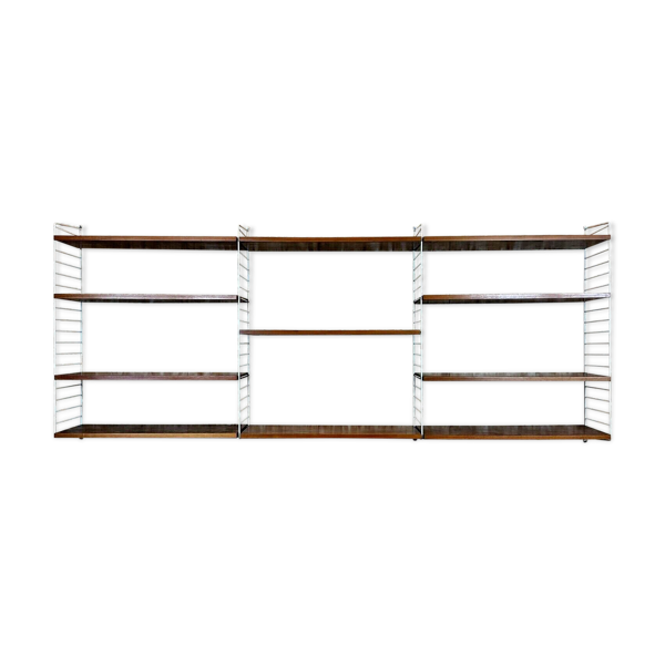 Module d’étagère à cordes en teck des années 60 par Kajsa & Nils « Nisse » Strinning Suède 60s