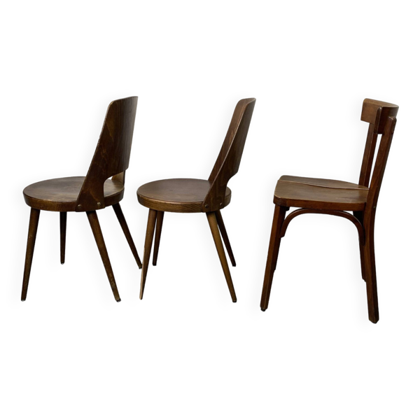 Lot de 3 chaises bistrot dépareillés et abîmés - Bon état sur Selency
