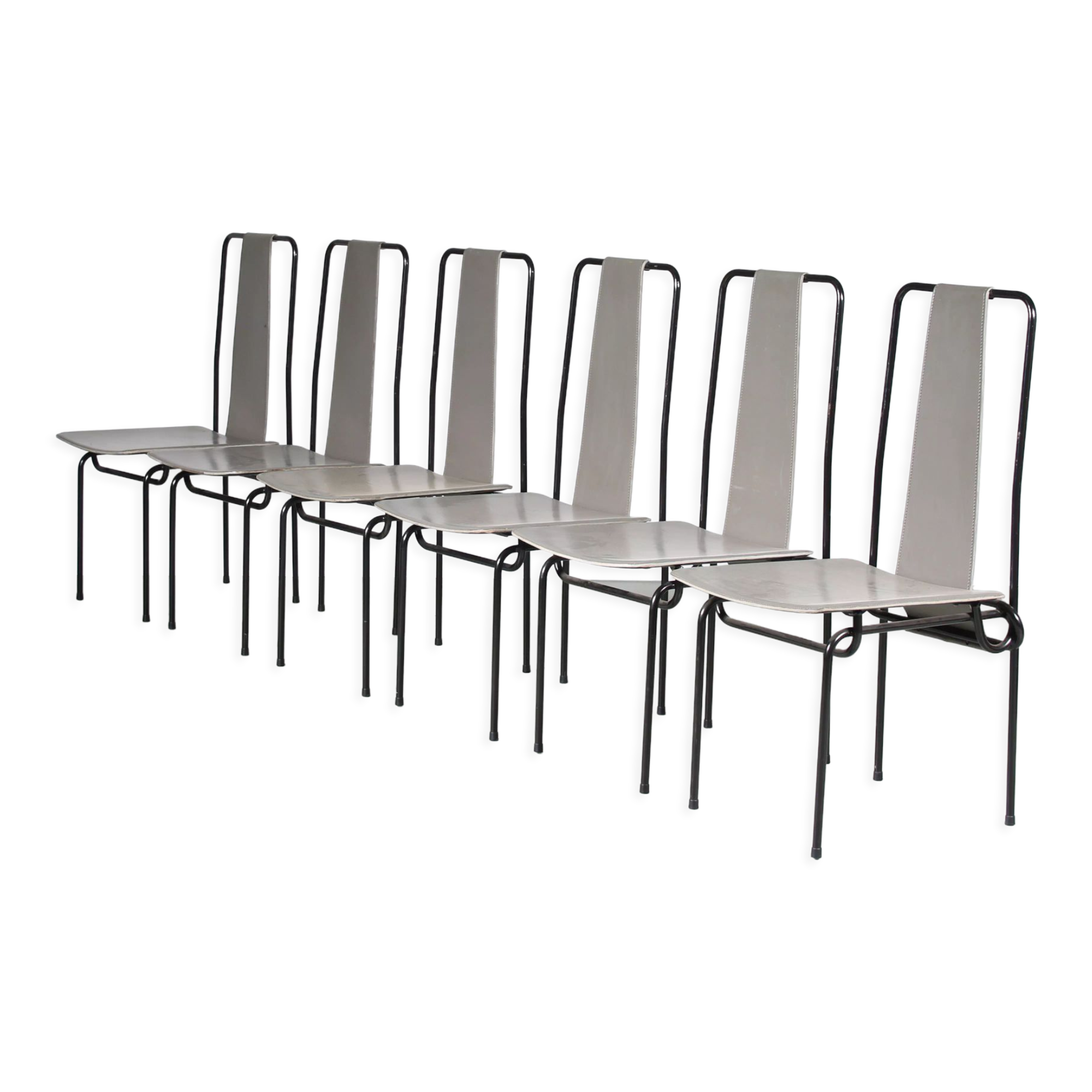 6 chaises de salle à manger par Adelberto del Lego pour Misura Emme, Italie 1980