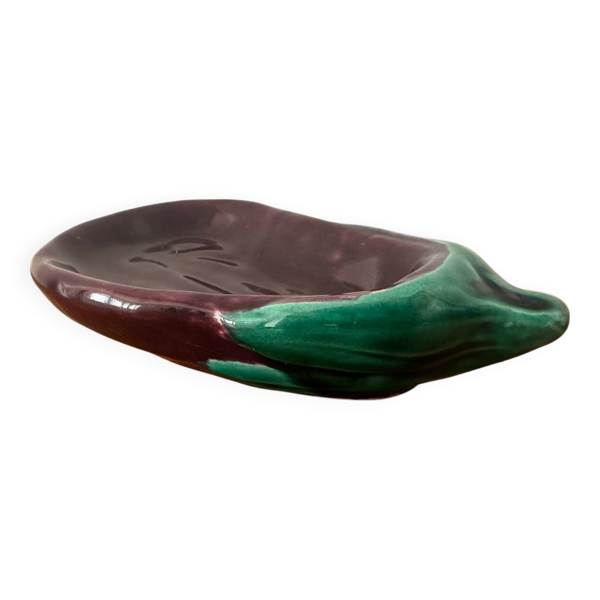 Ancienne coupelle Vallauris aubergine céramique vide poche vintage