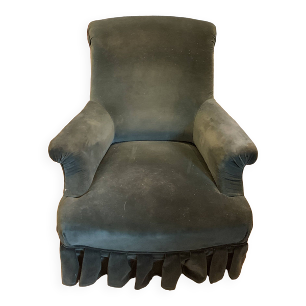 Fauteuil crapaud, Napoleon III, habille de velours vert sapin, ancien Bon état -  reconditionné disponible sur Selency