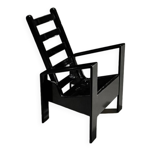 Fauteuil moderniste en chêne laqué noir, 1960