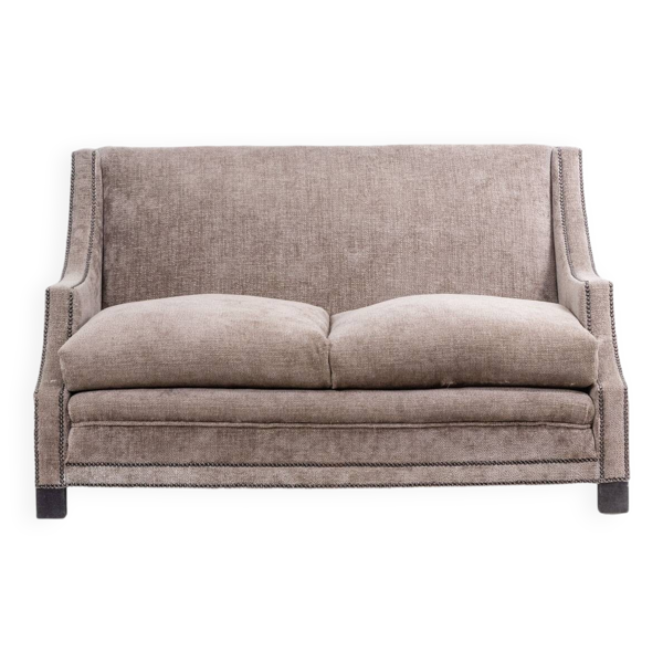 Canapé rectangulaire en velours gris. Années 1990. LS60311509A