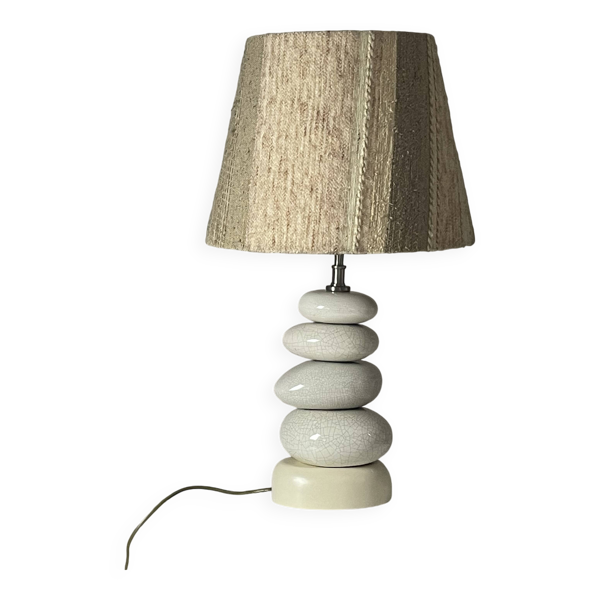 Lampe à galets craquelés par François Châtain avec son abat jour d’origine, France 1970s