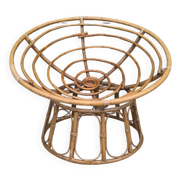 Fauteuil Papasan loveuse en rotin 1950