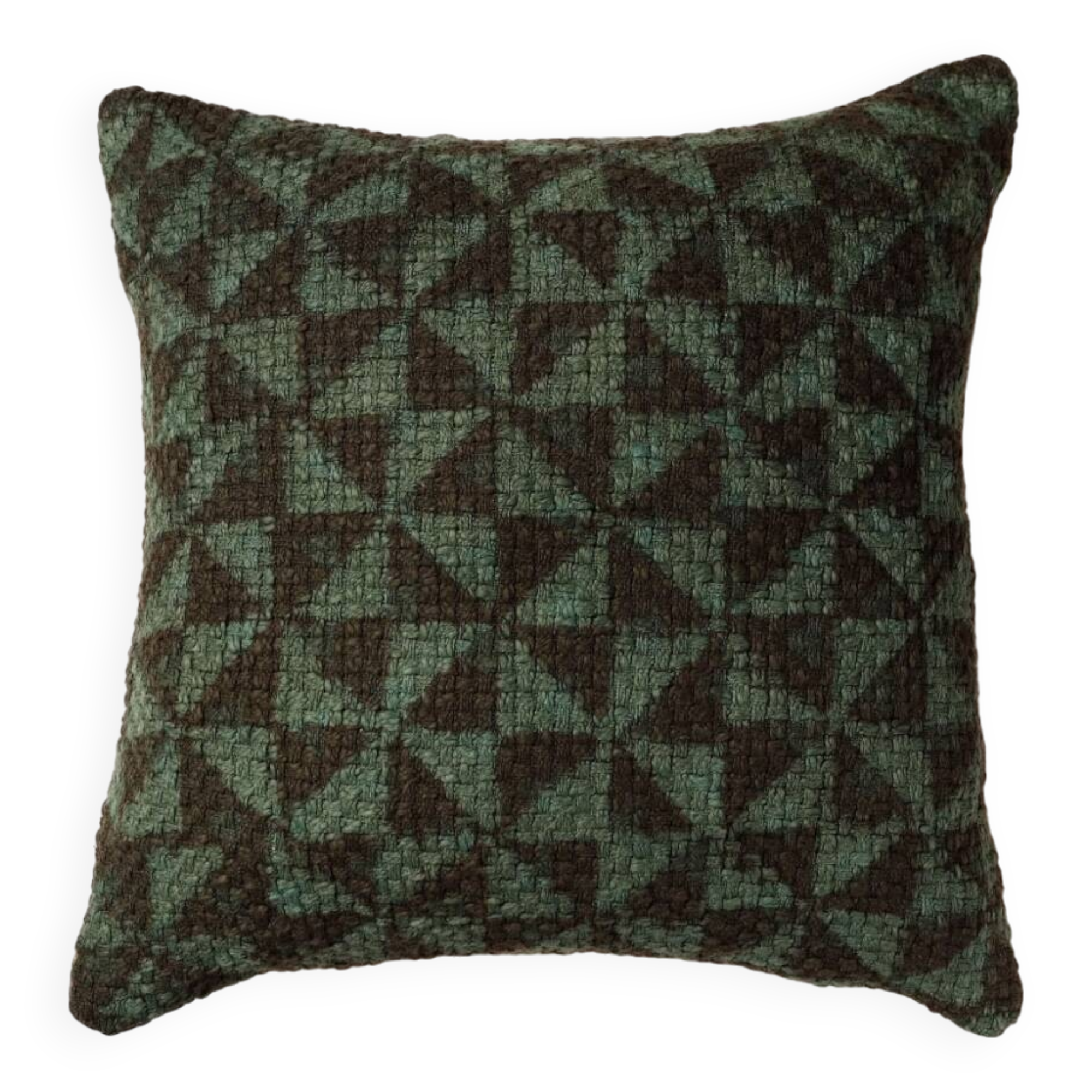Housse de coussin artisanale indien Kantha vert noir tissée main