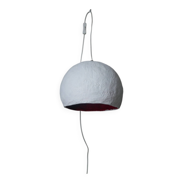 Sphère artisanale lampe space age papier mâché lampe à poser vintage design années 70 contemporain
