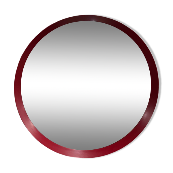 Miroir vintage rond rouge 70´s - Bon état sur Selency