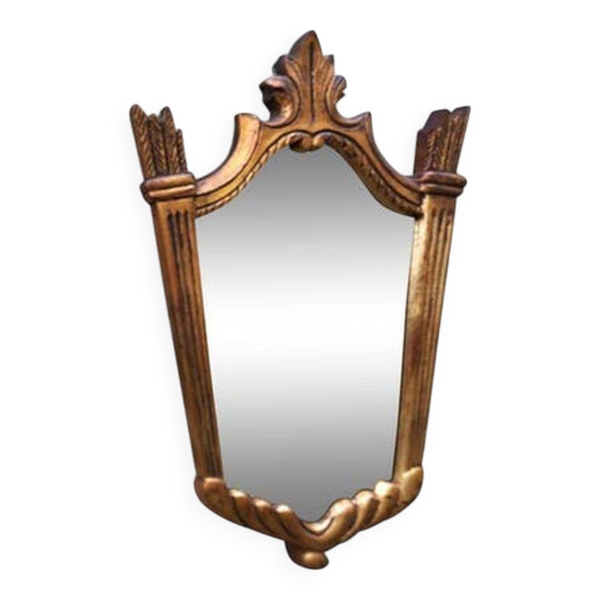 Miroir style art déco en bois sculpté avec dorure, 1950