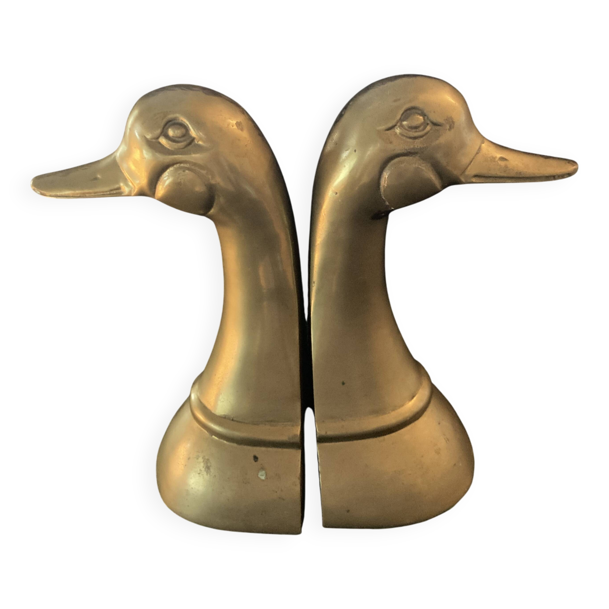 Serre-livres anciens en laiton – Têtes de canards stylisées