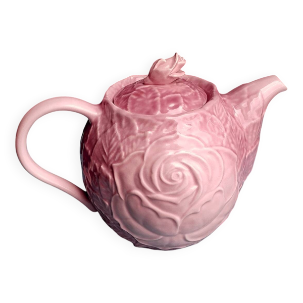 Théière en barbotine rose