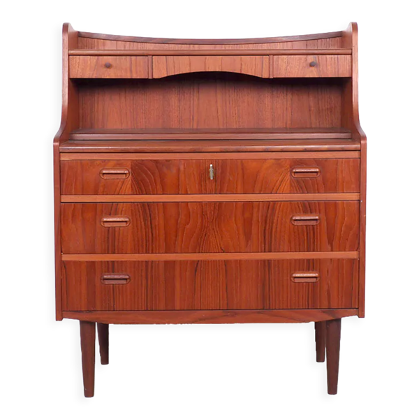 Secrétaire danoise en teck avec miroir et bureau, années 1960