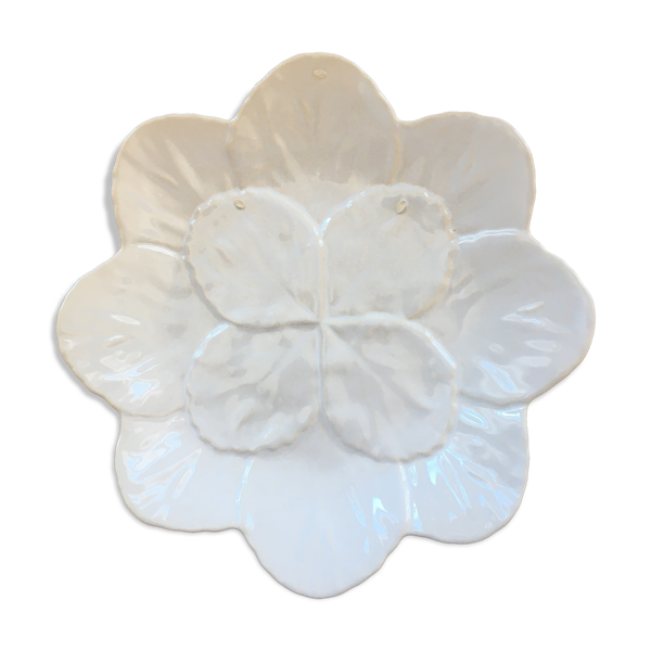 Assiette feuilles barbotine