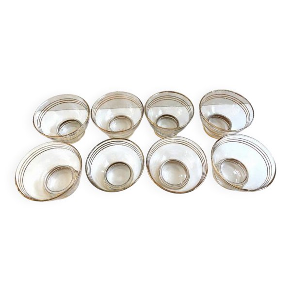 Service de 8 Verres Coupes Coupelles Champagne Alcool Vintage Cristal Design - Bon état sur Selency