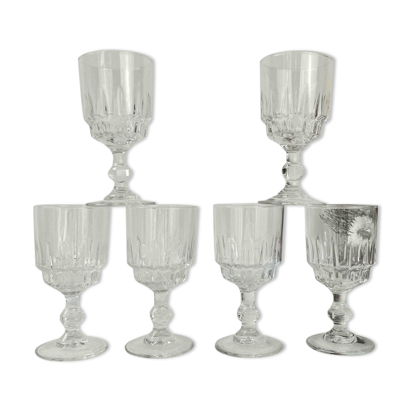 6 verres à vin blanc luminarc modèle lance, 1970 made in france