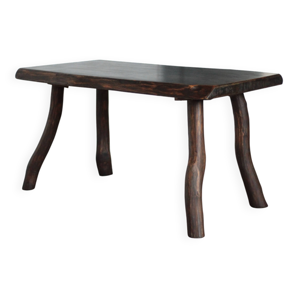 Table basse bois brutaliste, table bois Hanninen olavi style