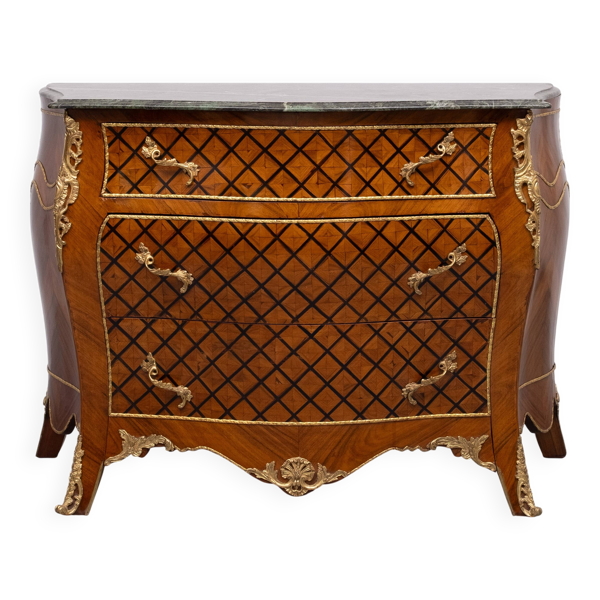 Commode hollandaise Louis XV à marqueterie de damier, années 1960