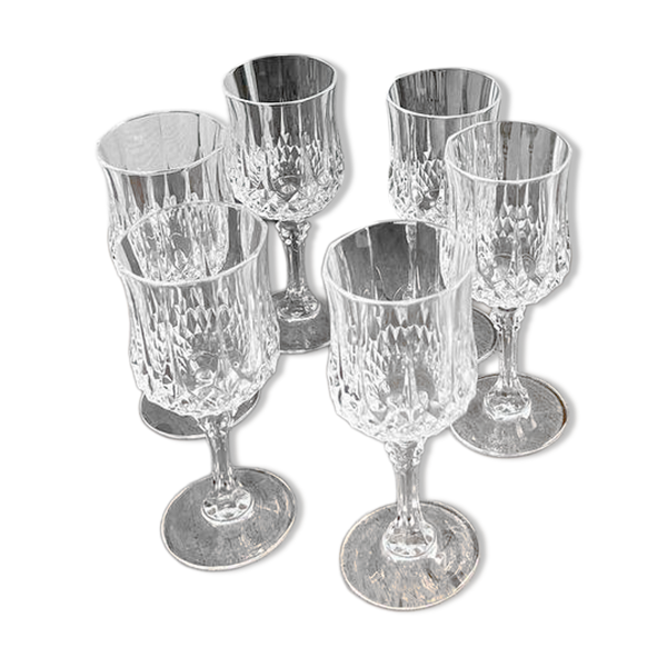 Cristal d’Arques Longchamp – Set de 6 verres à pied n 5 – Vintage 24% PbO - Bon état sur Selency